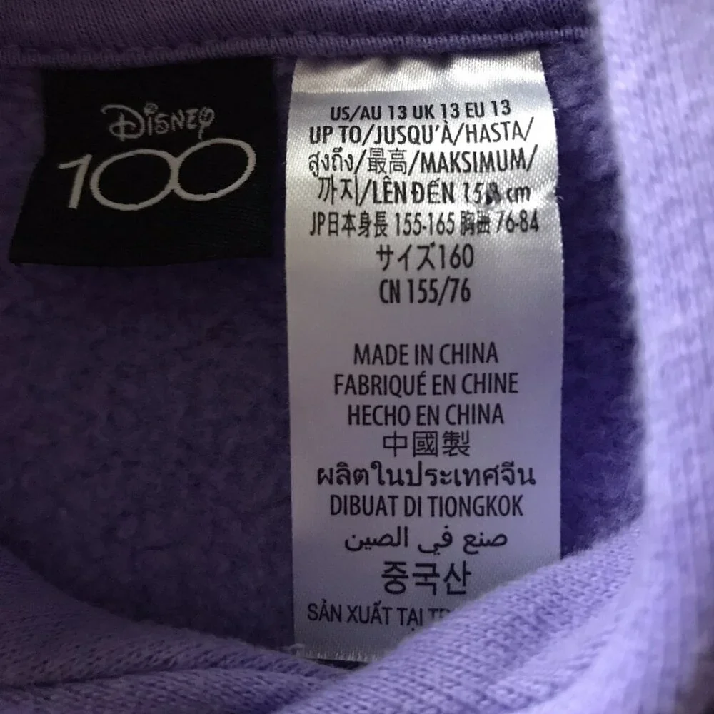Walt Disney World 100years Mickey‎ and Friends Embroidered Hoodie Youth Size 13
